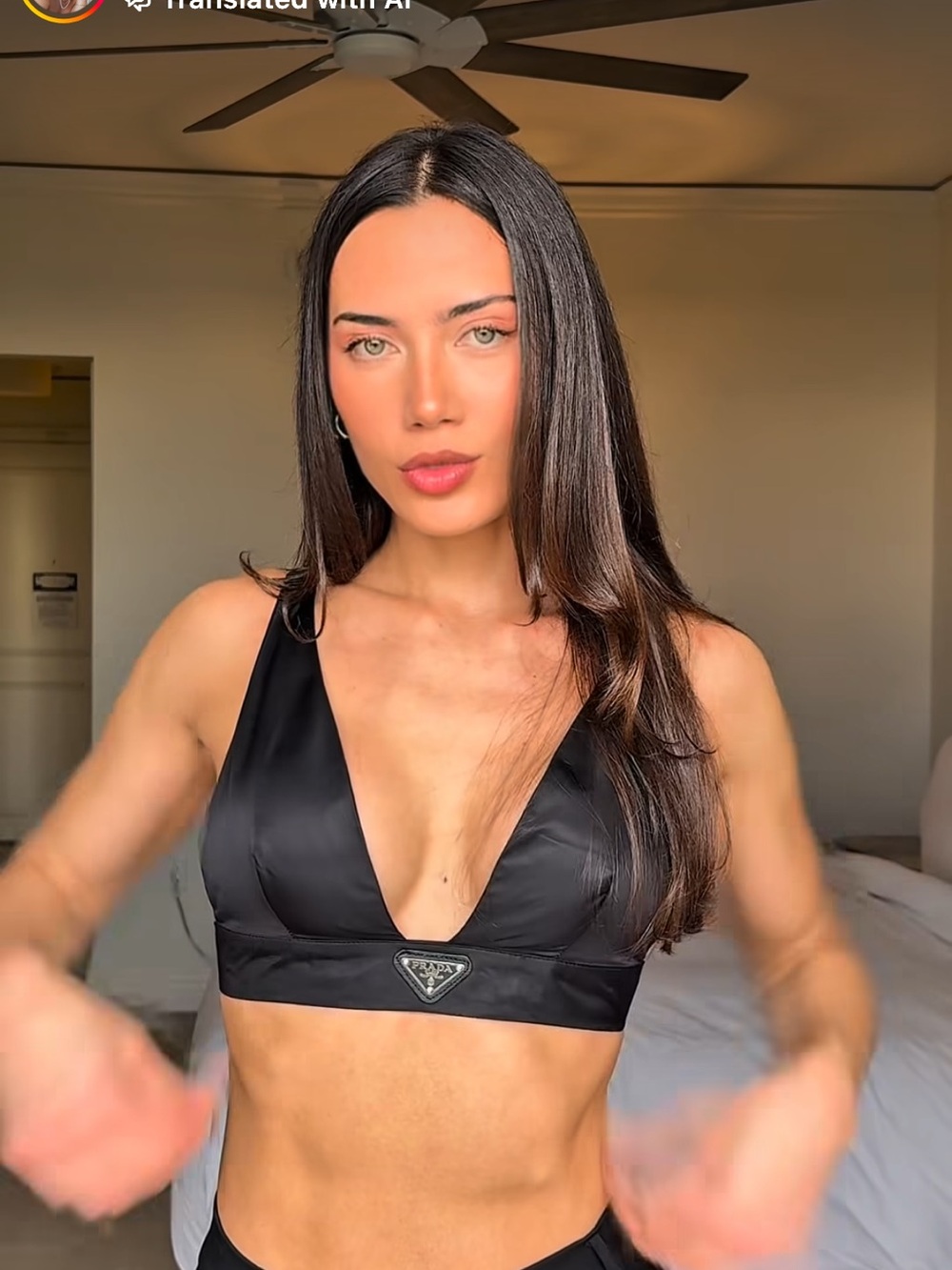 Prada Black Satin Triangle Bralette